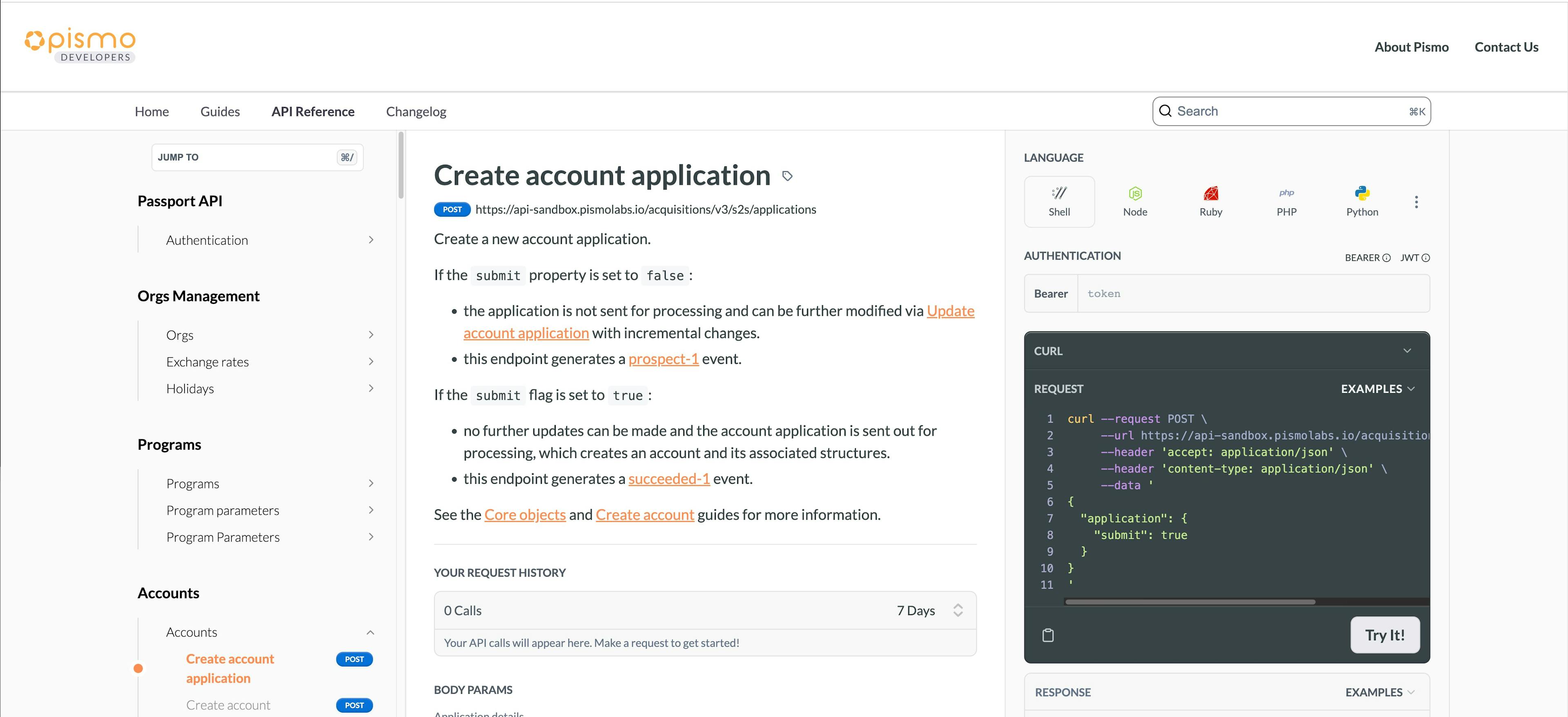 Example of Pismo’s Account Creation APIs