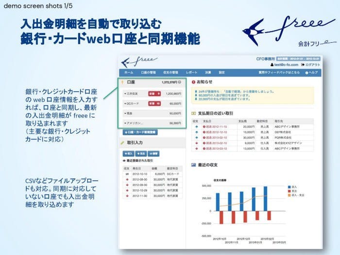 freee showed how users can obtain their online bank statements directly in the platform.