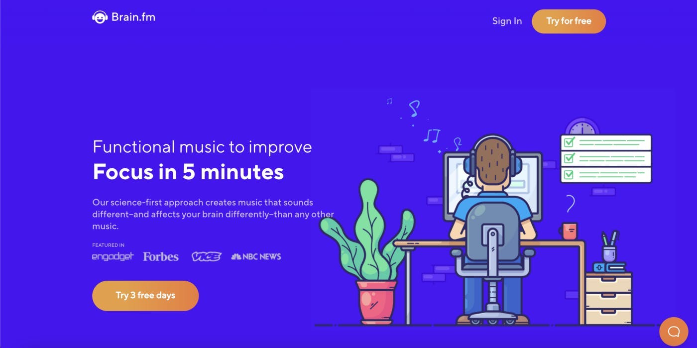 Brain.fm’s music helps people to focus.